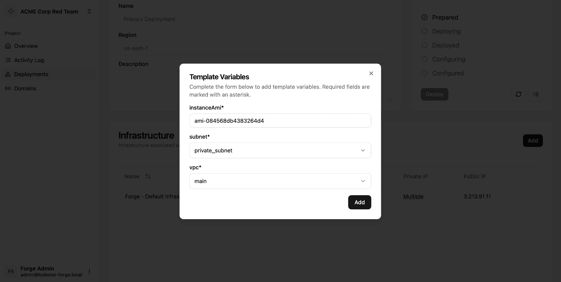 Adding custom infrastructure to Forge.