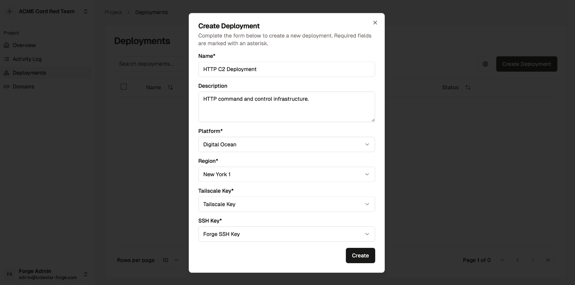 Creating a deployment