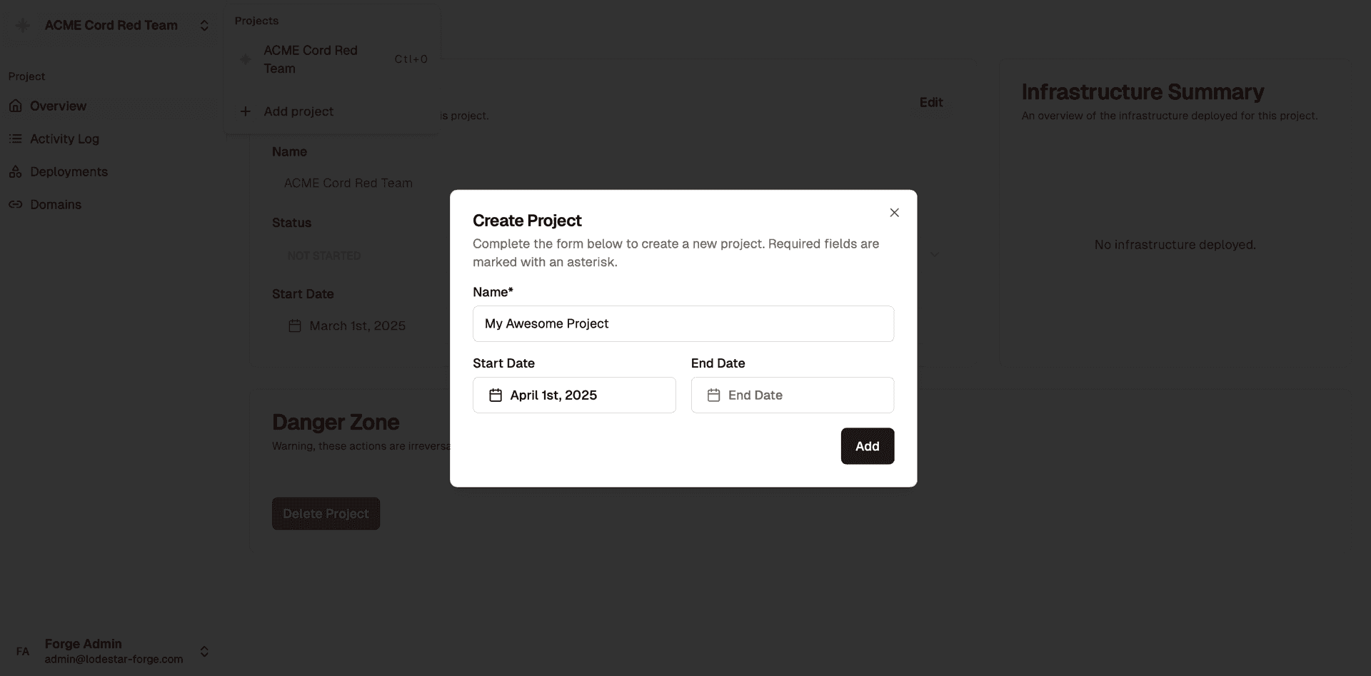 Creating a project