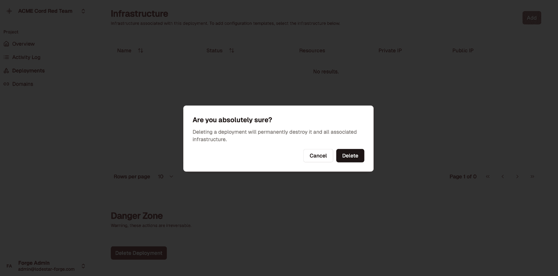Deleting a deployment
