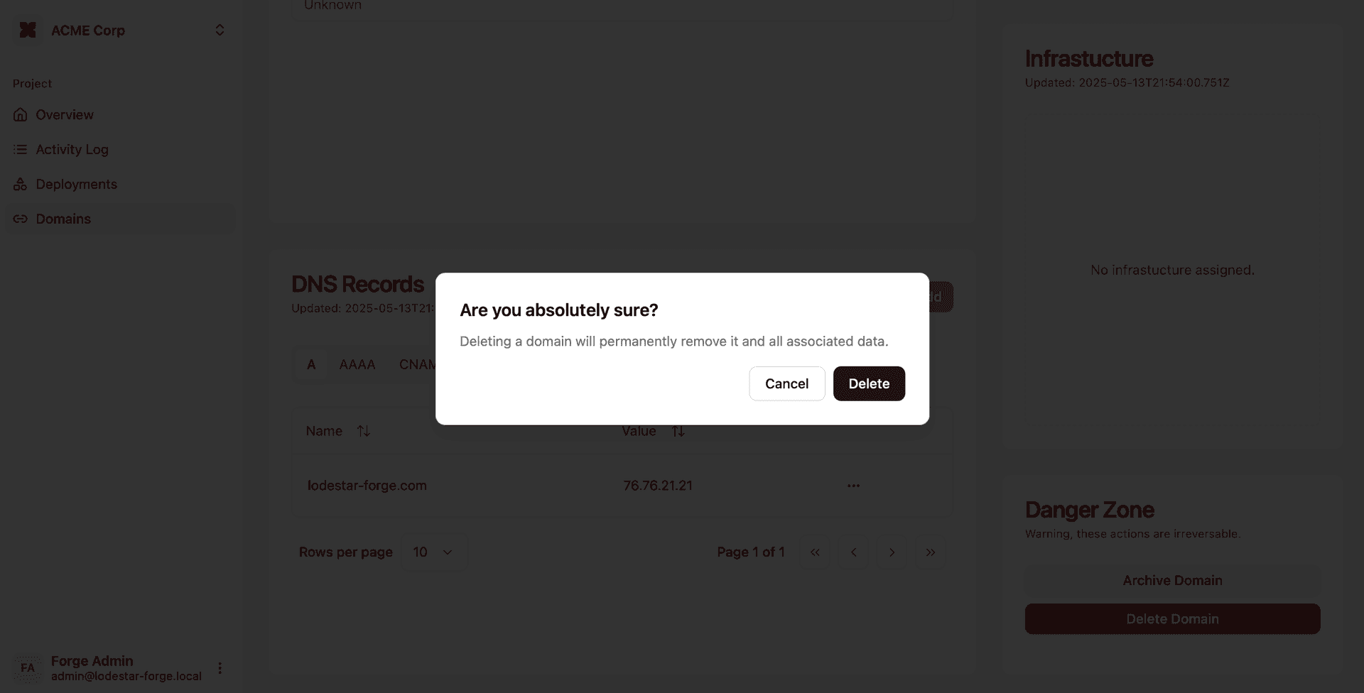 Removing a domain